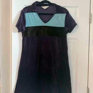 Y2K Express Tricot Purple, Aqua and Black Velour Dress